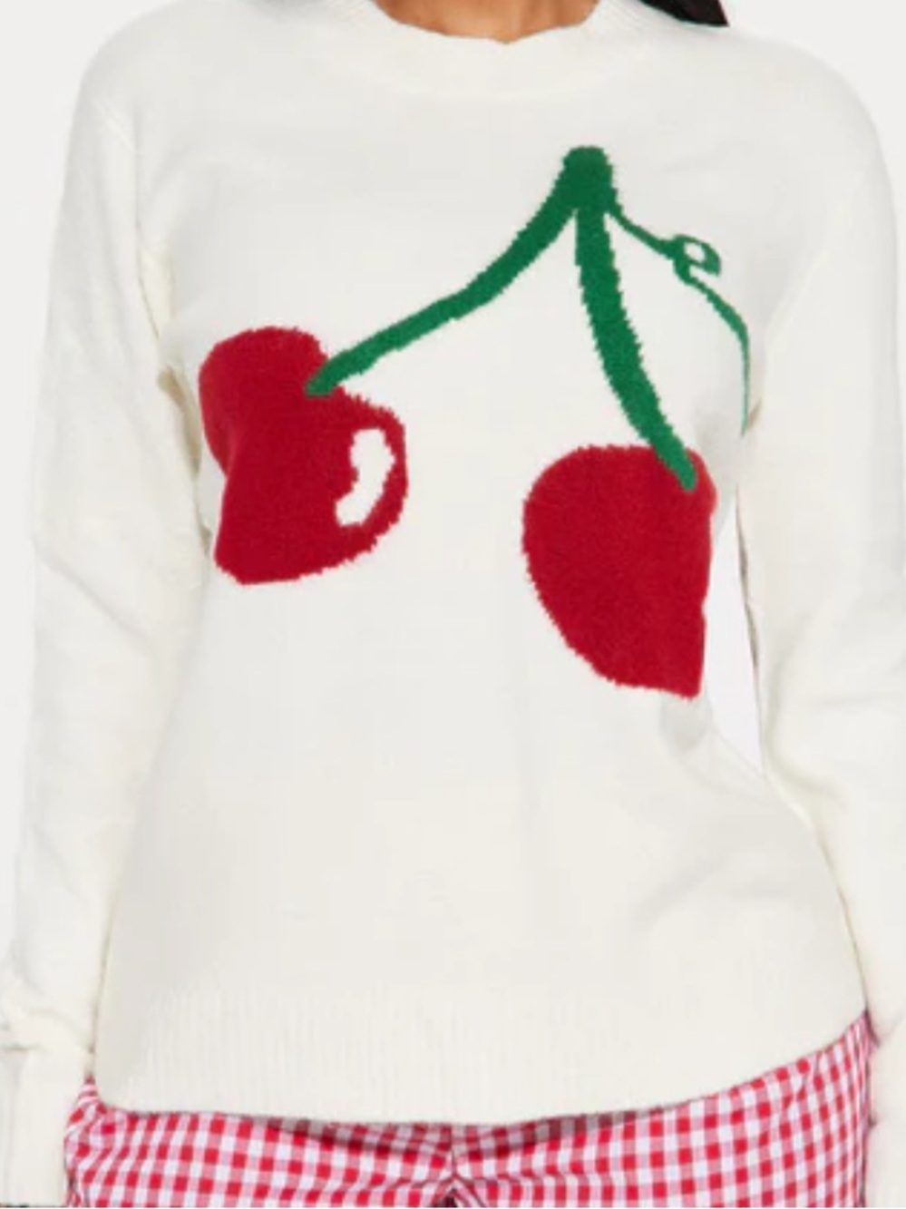 Women’s Cream Cherry Knit Sweater